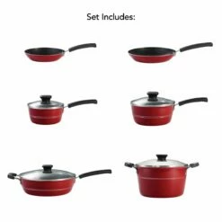 Tramontina Sicilia 10 Pc Aluminum Nonstick Cookware Set - Raspberry -TRAMONTINA Sales 80149045IXM002G
