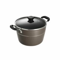 Tramontina Sicilia 8 Qt Aluminum Nonstick Covered Stock Pot - Hazelnut -TRAMONTINA Sales 80149056IXM001G