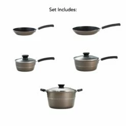 Tramontina Sicilia 8 Pc Aluminum Nonstick Cookware Set - Hazelnut 19 Tramontina Sicilia 8 Pc Aluminum Nonstick Cookware Set - Hazelnut -TRAMONTINA Sales 80149057IXM002G
