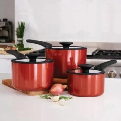 Tramontina Nesting 6 Pc Nonstick Sauce Pan Set - Red -TRAMONTINA Sales 80156065IXM004G
