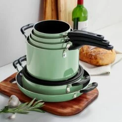 Tramontina 11 Pc Nonstick Nesting Cookware Set - Sage -TRAMONTINA Sales 80156068IXM004G