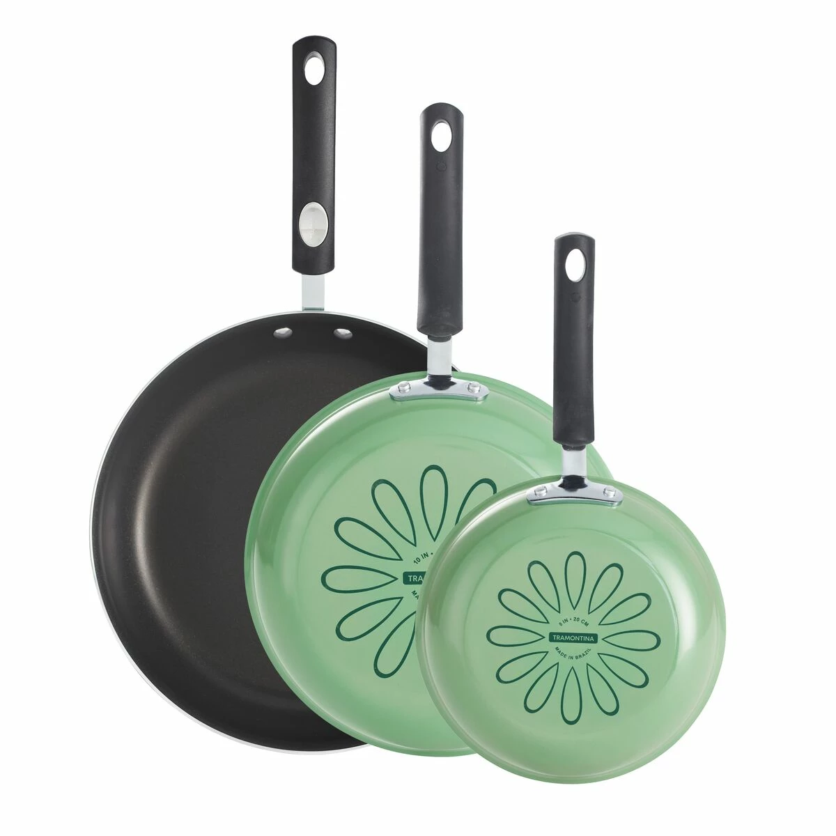 Tramontina 3 Pk Fry Pans - Metallic Sage Green 4 Tramontina 3 Pk Fry Pans - Metallic Sage Green - Image 2