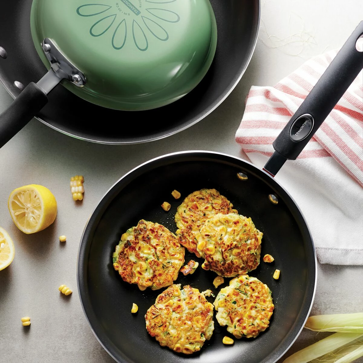 Tramontina 3 Pk Fry Pans - Metallic Sage Green 3 Tramontina 3 Pk Fry Pans - Metallic Sage Green