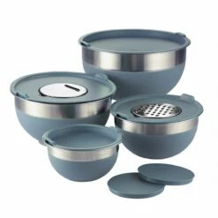 Tramontina 10 Pc Covered Stainless Steel And Silicone Mixing Bowl Set With Grating Tools - Blueberry Blue 13 Tramontina 10 Pc Covered Stainless Steel And Silicone Mixing Bowl Set With Grating Tools - Blueberry Blue -TRAMONTINA Sales 80202045IXM001G