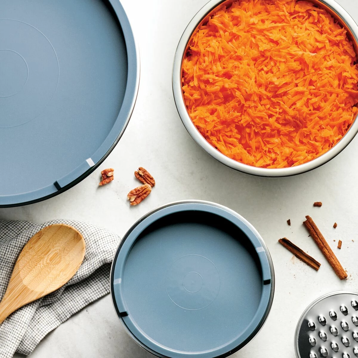 Tramontina 10 Pc Covered Stainless Steel And Silicone Mixing Bowl Set With Grating Tools - Blueberry Blue 10 Tramontina 10 Pc Covered Stainless Steel And Silicone Mixing Bowl Set With Grating Tools - Blueberry Blue - Image 8