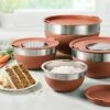 Tramontina 10 Pc Covered Stainless Steel And Silicone Mixing Bowl Set With Grating Tools - Persimmon Orange -TRAMONTINA Sales 80202046PDM001G