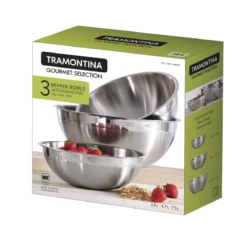 Tramontina 3 Pc Low Profile Stainless Steel Mixing Bowl Set -TRAMONTINA Sales 80202531ANM001G