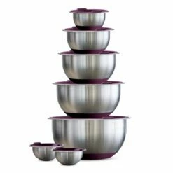Tramontina 14 Pc Stainless Steel Covered Mixing Bowl Set With Silicone Base - Eggplant 7 Tramontina 14 Pc Stainless Steel Covered Mixing Bowl Set With Silicone Base - Eggplant -TRAMONTINA Sales 80202538IXM002G