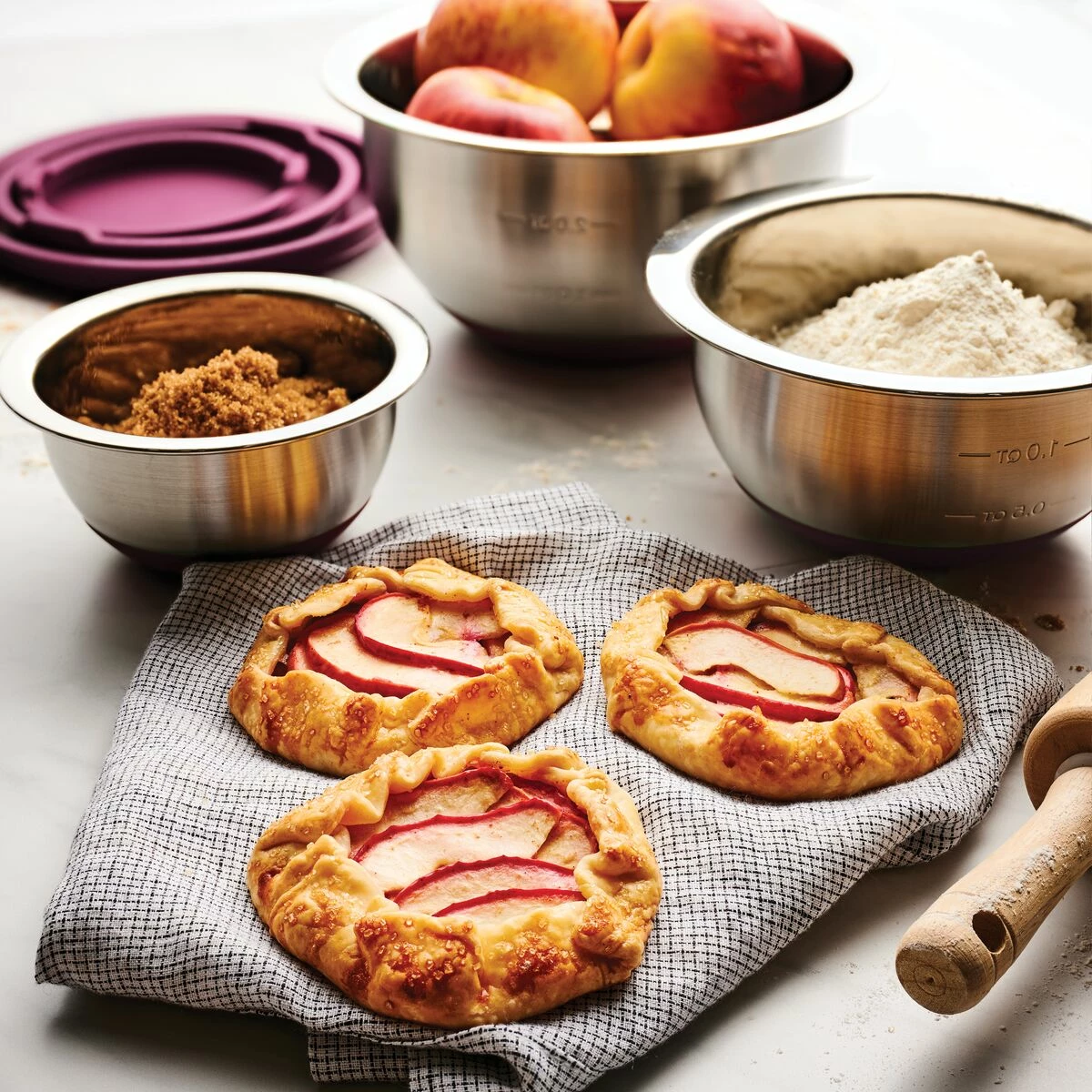 Tramontina 14 Pc Stainless Steel Covered Mixing Bowl Set With Silicone Base - Eggplant 3 Tramontina 14 Pc Stainless Steel Covered Mixing Bowl Set With Silicone Base - Eggplant