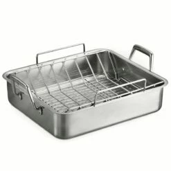 Tramontina Prima 16.5 In Stainless Steel Deep Roasting Pan - Includes Basting Grill & V-Rack 13 Tramontina Prima 16.5 In Stainless Steel Deep Roasting Pan - Includes Basting Grill & V-Rack -TRAMONTINA Sales 80203006IXM001G