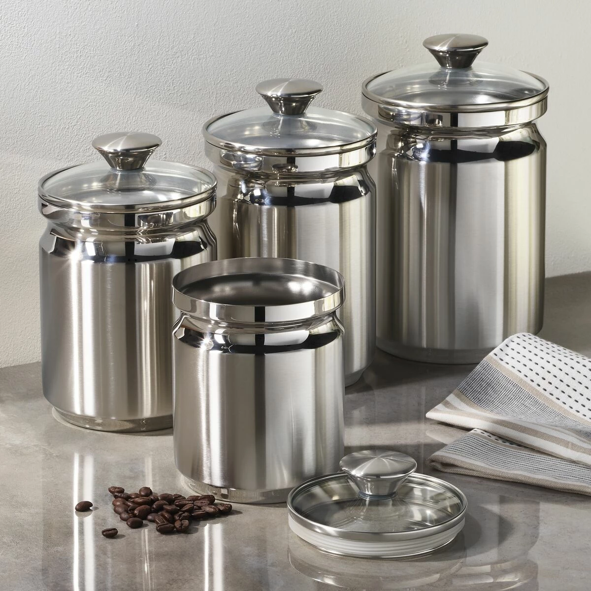 Tramontina 4 Pc Covered Stainless Steel Canister Set 3 Tramontina 4 Pc Covered Stainless Steel Canister Set