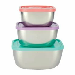 Tramontina 6 Pc Stainless Steel Covered Square Container Set - Multi Color Lids 8 Tramontina 6 Pc Stainless Steel Covered Square Container Set - Multi Color Lids -TRAMONTINA Sales 80204018IXM001G