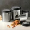 Tramontina 4 Pc Stainless Steel Canister Set - Black Plastic Lids 2 Tramontina 4 Pc Stainless Steel Canister Set - Black Plastic Lids -TRAMONTINA Sales 80204022PRM001G