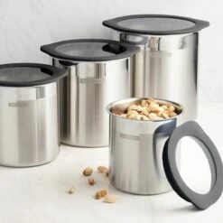 Tramontina 4 Pc Stainless Steel Canister Set - Black