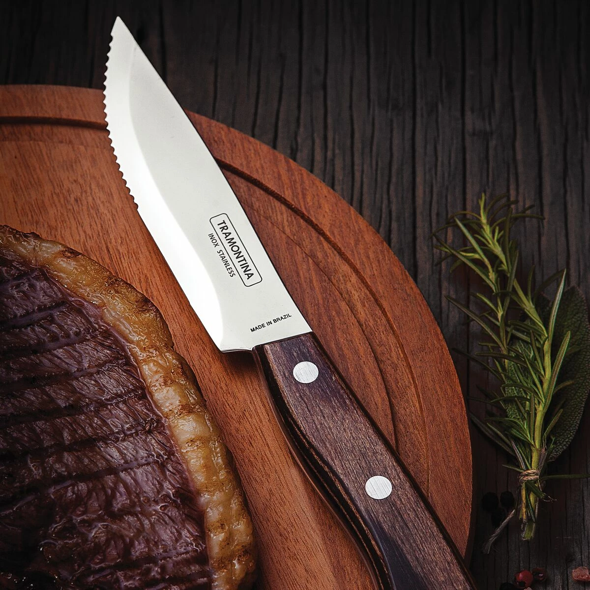 Tramontina Churrasco BBQ 4 Pc Porterhouse Steak Knife Set In Wood Gift Box 5 Tramontina Churrasco BBQ 4 Pc Porterhouse Steak Knife Set In Wood Gift Box - Image 4