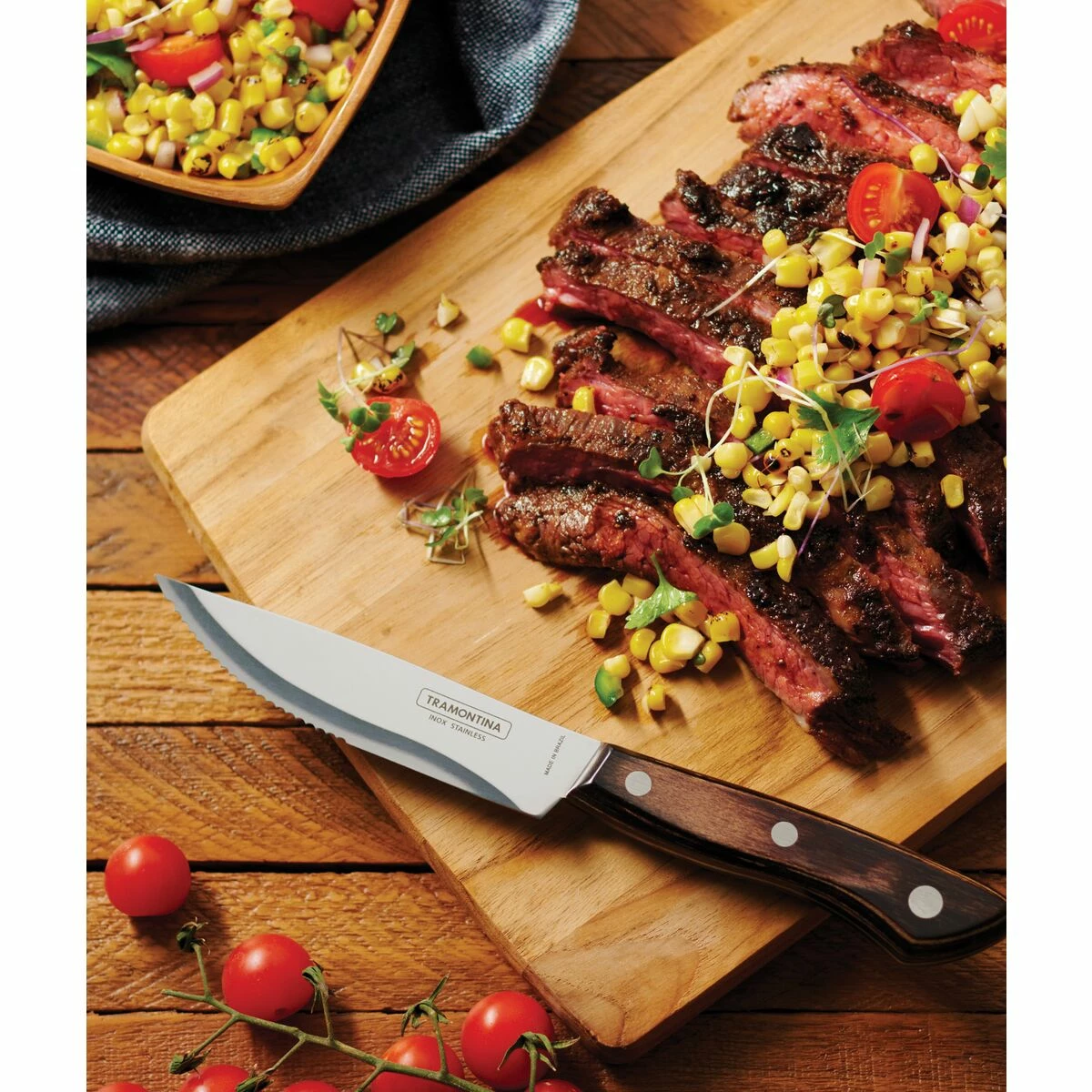 Tramontina Churrasco BBQ 4 Pc Porterhouse Steak Knife Set In Wood Gift Box 2 Tramontina Churrasco BBQ 4 Pc Porterhouse Steak Knife Set In Wood Gift Box