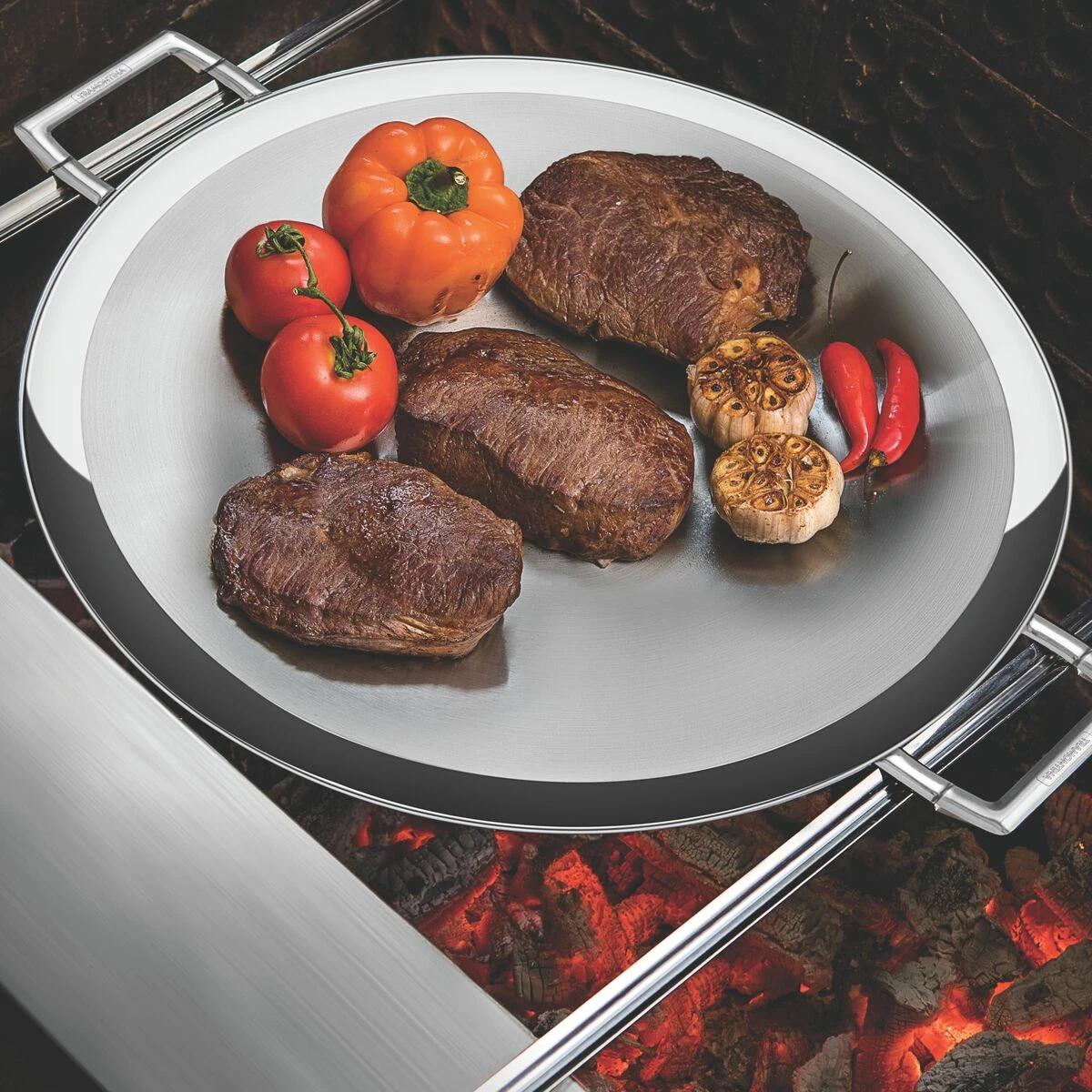 Tramontina Churrasco BBQ 17.25 In Tri-Ply Clad Stainless Steel Round Grill Pan 3 Tramontina Churrasco BBQ 17.25 In Tri-Ply Clad Stainless Steel Round Grill Pan