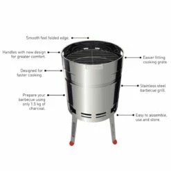 Tramontina 15.5 In Stainless Steel Round BBQ Charcoal Grill With Lid -TRAMONTINA Sales 80905033IXI001G