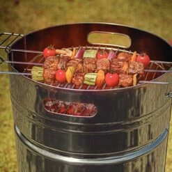 Tramontina 15.5 In Stainless Steel Round BBQ Charcoal Grill With Lid -TRAMONTINA Sales 80905033IXM006G