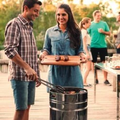 Tramontina 15.5 In Stainless Steel Round BBQ Charcoal Grill With Lid -TRAMONTINA Sales 80905033IXM008G