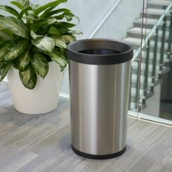 Tramontina 13 Gallon Stainless Steel Open Top Round Trash Bin