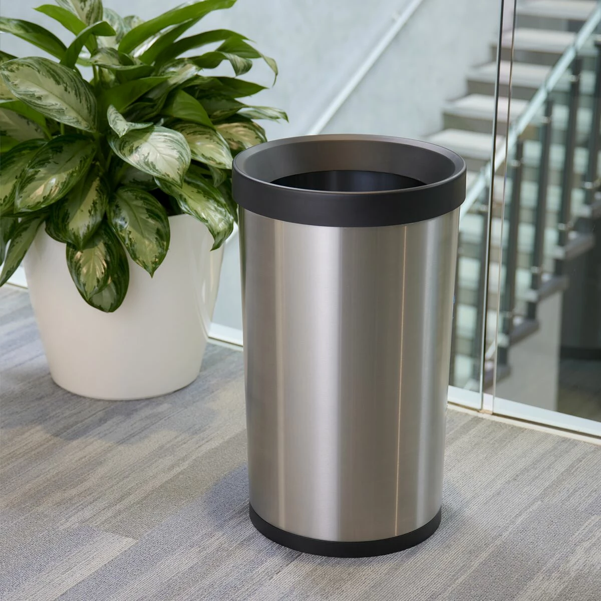 Tramontina 13 Gallon Stainless Steel Open Top Round Trash Bin 3 Tramontina 13 Gallon Stainless Steel Open Top Round Trash Bin