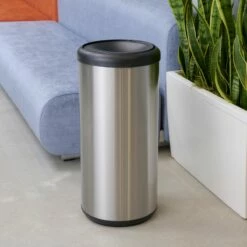 Tramontina 10 Gallon Stainless Steel Swivel Top Round Trash Bin