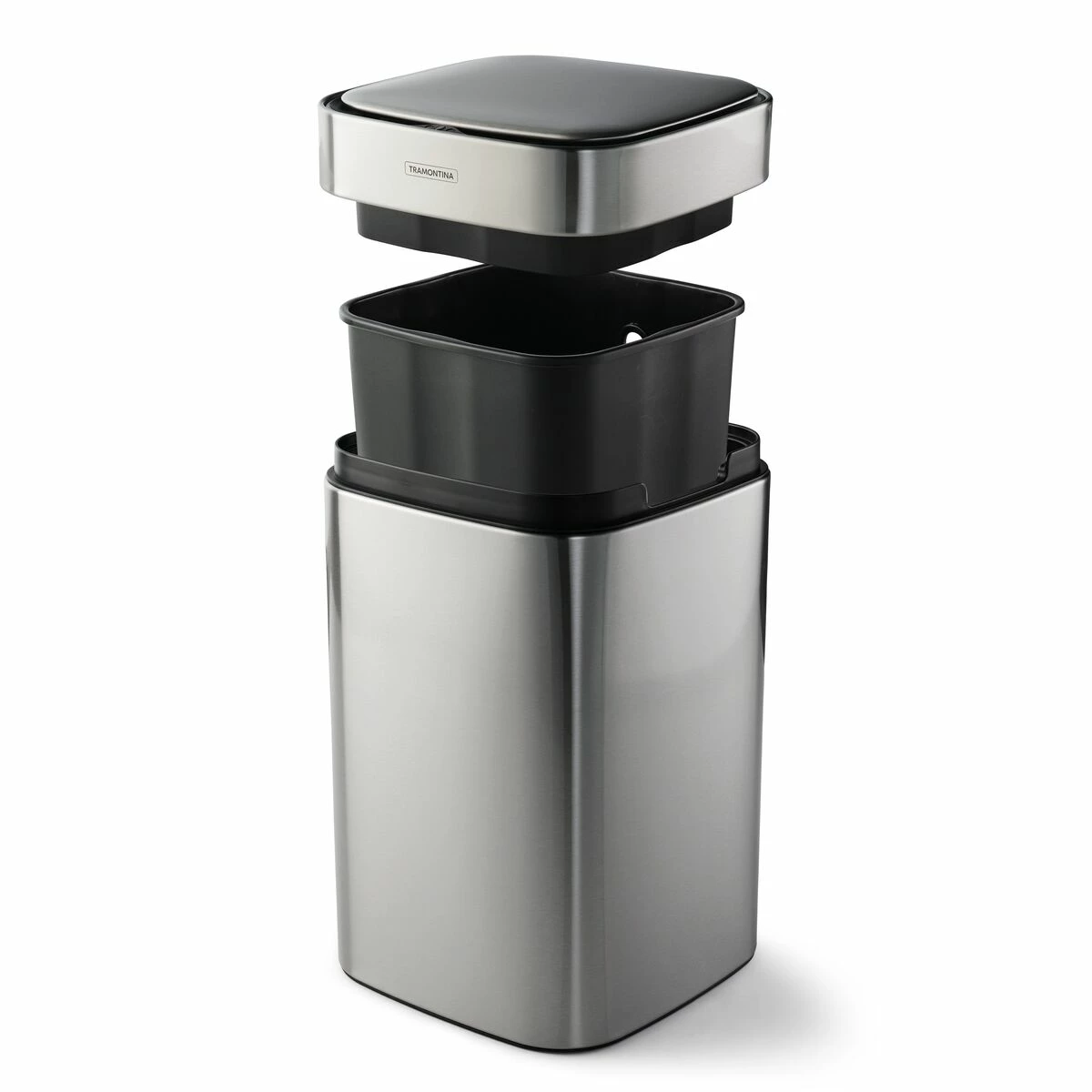 Tramontina 3.17 Gallon Stainless Steel Square Sensor Bin With SS Capped Lid 5 Tramontina 3.17 Gallon Stainless Steel Square Sensor Bin With SS Capped Lid - Image 4
