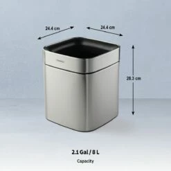 Tramontina 2.11 Gallon Stainless Steel Square Open Top Bin 10 Tramontina 2.11 Gallon Stainless Steel Square Open Top Bin -TRAMONTINA Sales 81200017IXM002G