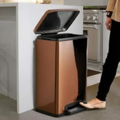 Tramontina 13 Gallon Stainless Steel Step Can With Soft Closing Lid - Bronze